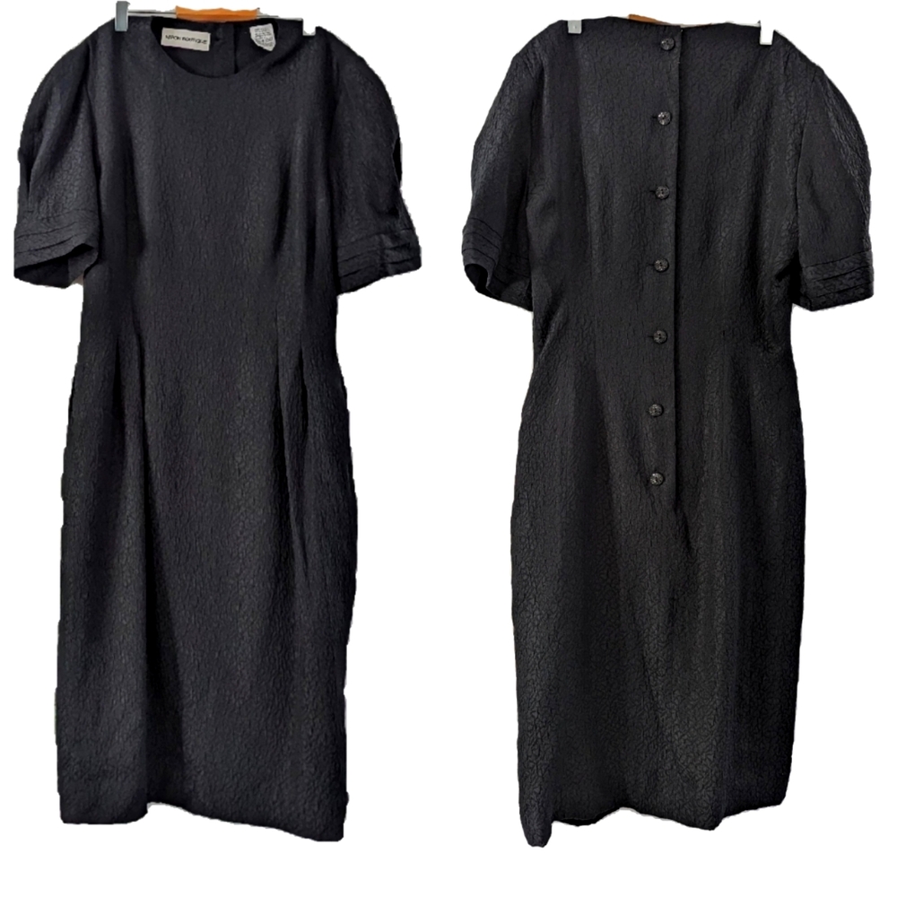 Nipon Boutique Vintage Black 100% Silk Dress Size 8 Medium